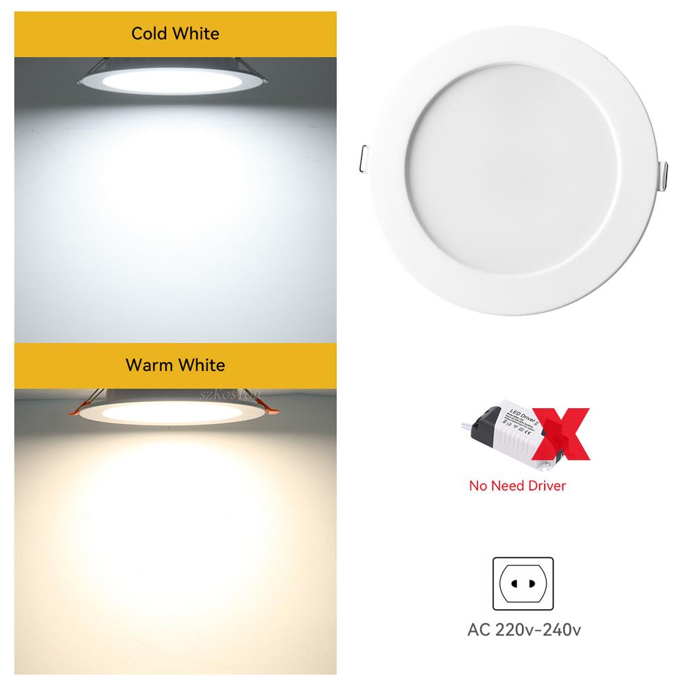 LED Downlight Recessed Ceiling Lamp Cold Warm White Spotlight AC 180V-265V Indoor Led Lights for Kitchen Living Room Bedroom