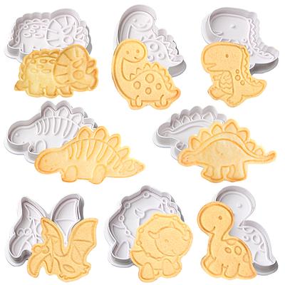 4Pcs/set Dinosaur Cookie Plunger Cutter Cartoon Baking Mould Cookie Stamp Biscuit Mold Animal Shape Cookie Cutters Baking Tools