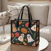 Cute Halloween Pattern Tote Bag Fashion Trendy Portable Daily Use Casual Shopping Handbag