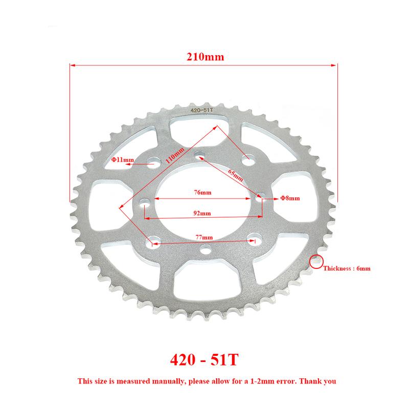420 51T 57T 60T 76MM Sprocket for 50CC 70CC 90CC 110CC 125CC 140CC 160CC Pit Dirt Bike ATV Quad Motorcycle Buggy Go Kart Parts