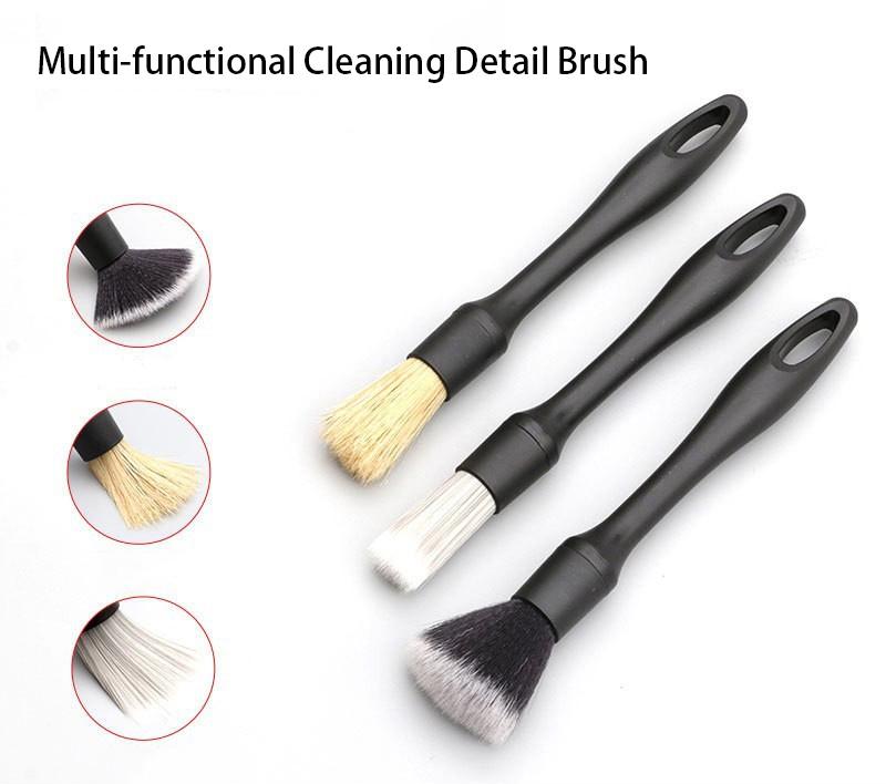 Hot Sale Soft Auto Interior Detail Brush Profession Car Cleaning Tool Multifunction Details Brush 3 Pcs Set Car Detailing Brush