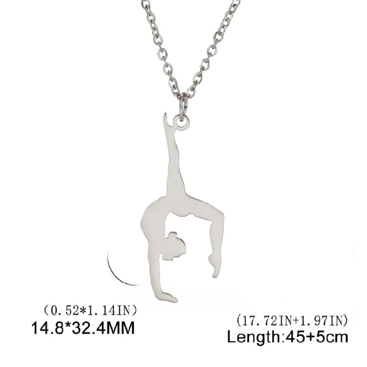 High Polished Stainless Steel Necklace for Women with Gymnastics Pendant Necklace Jewelry Accessory Daily Casual Use