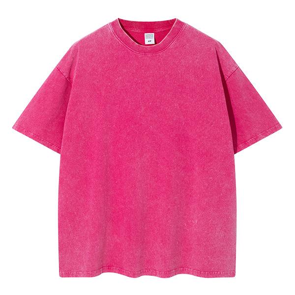 Sommer Herren Washed T-Shirts 230G Schwere Baumwolle Vintage Verwaschene Farbe Übergroß Unisex Basic T-Shirt Kurzarm Locker Workout Tops