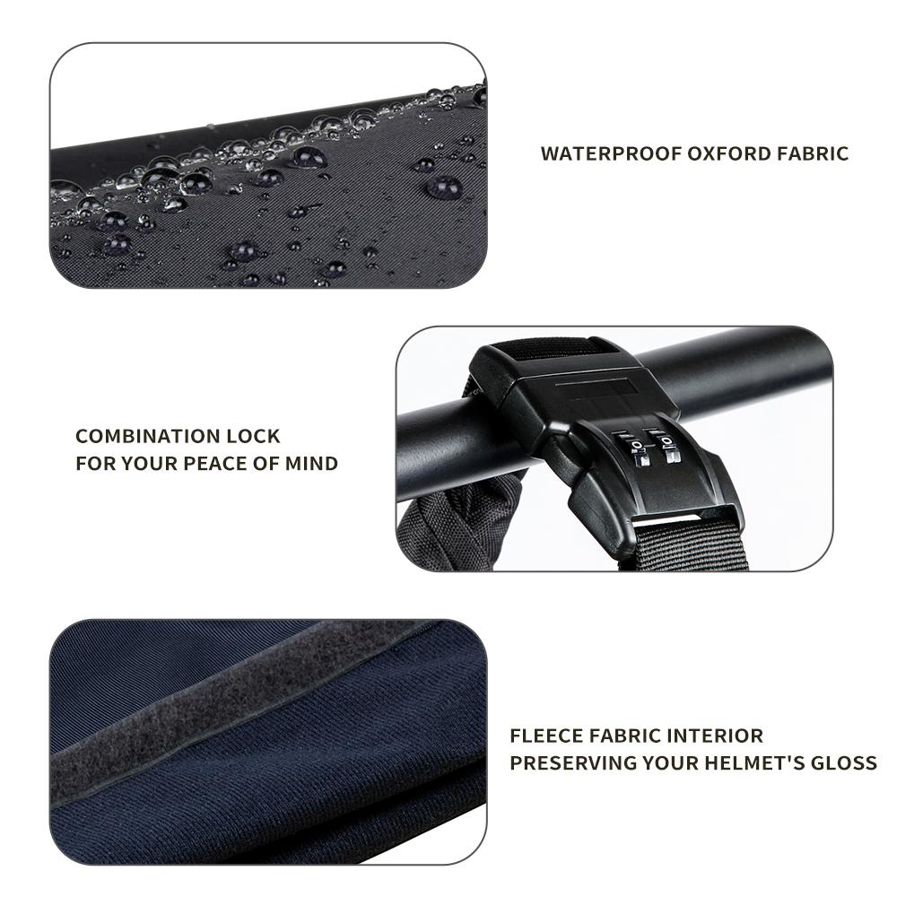 Motorcycle Helmet Bag, Foldable Waterproof Oxford Fabric Helmet Storage Bag with Combination Lock 30L Large Capacity