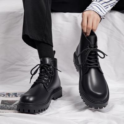 Martin Boots Men's Shoes Autumn High-top British Style Men's Leather Shoes Black Locomotive Leather Boots Waterproof Tooling Boots Men's