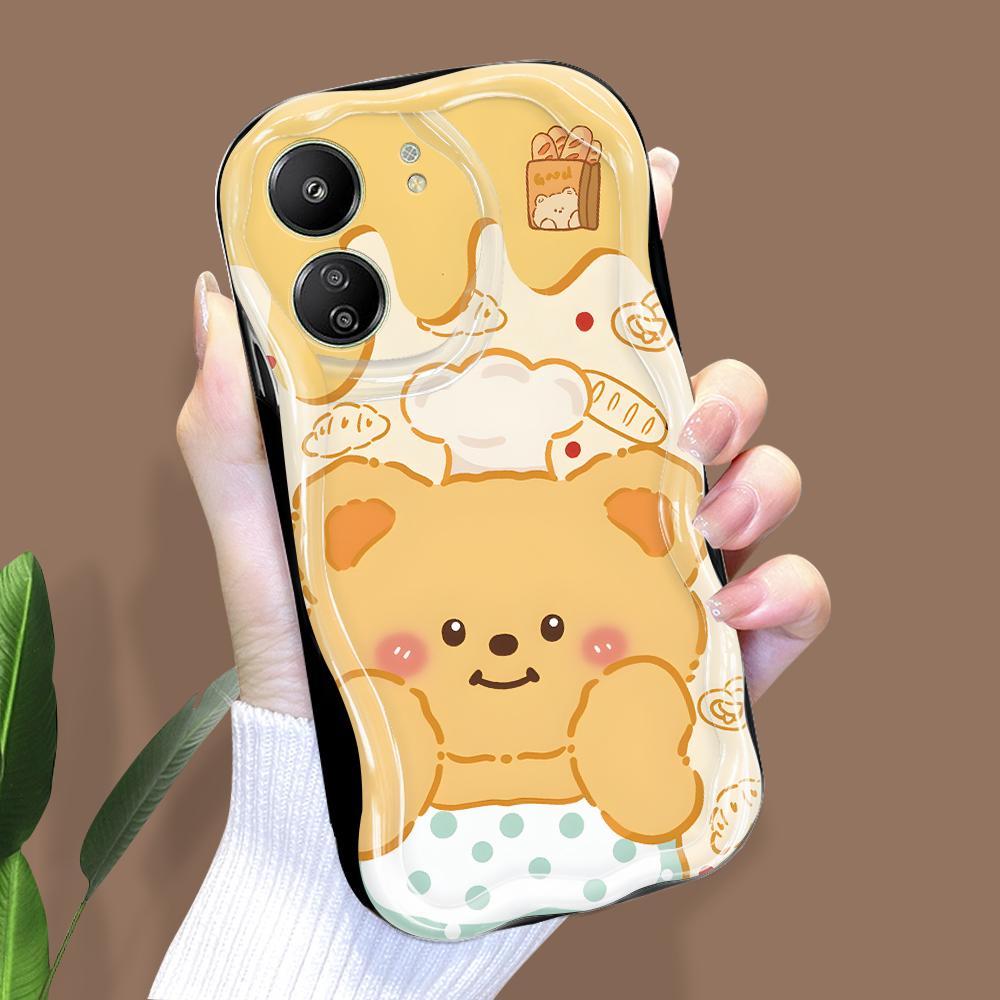 

Милый мультяшный узор, кремовая текстура, мягкий силиконовый чехол с волнистыми краями, чехол для телефона Xiaomi Redmi Xiaomi Poco C75 чёрный