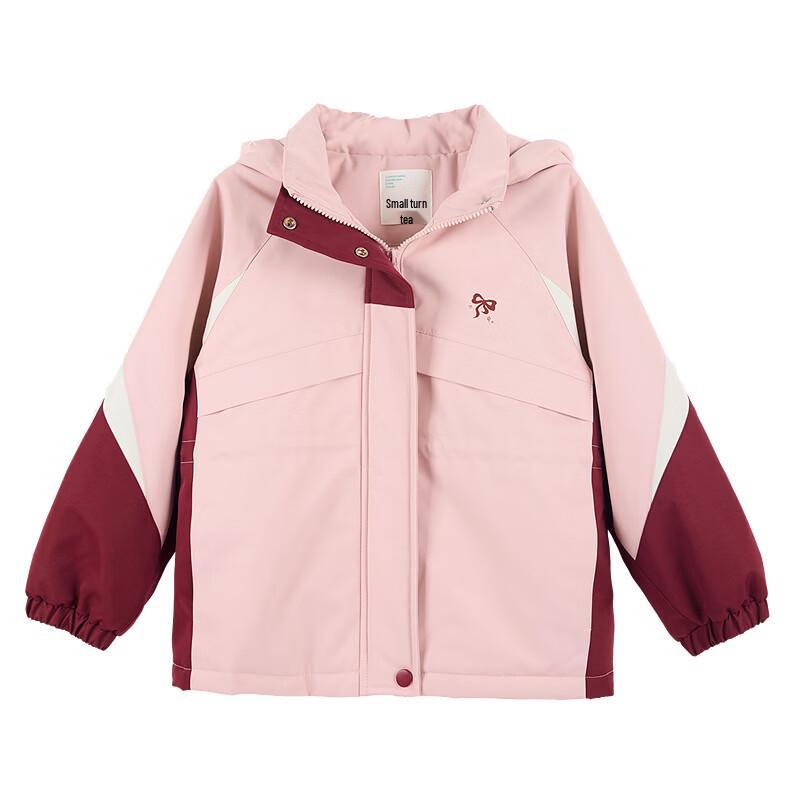 Girls' Pink Bowknot Hooded Windbreaker