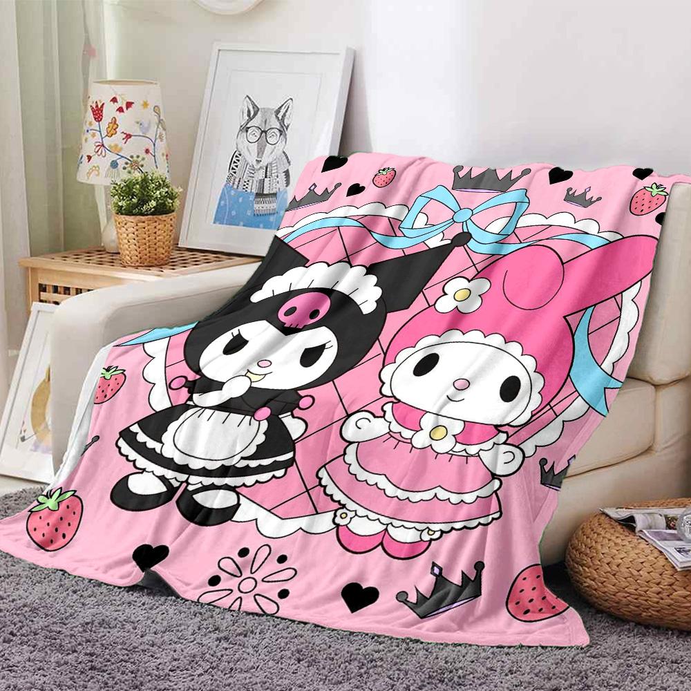 Kawaii Princesses Pink Flannel Blanket Super Soft Warm Cozy Blanket For Sofa Bed Office Travel Allseason Home Decor Gift