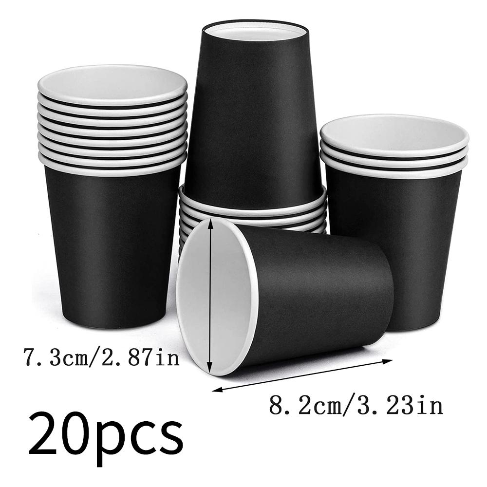 20 Stück 9 oz Einweg-Pappbecher Kaffeetassen für Partydekorationsbedarf Picknick Reise Rot Grün Schwarz
