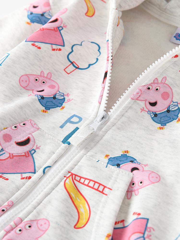 Peppa Pig Girls' Hooded Sweatshirt, Spring/Autumn Zip-Up Jacket for Babies.