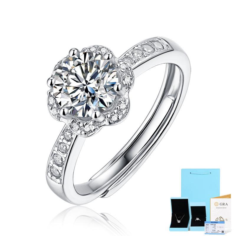 

Женский роскошный комплект Bague Ringen, серебро S925, кольцо с муассанитом 0,5-3 карата, кольцо серии «Сердцецветущее» Includes Gift Box Certificate （2ct） белый