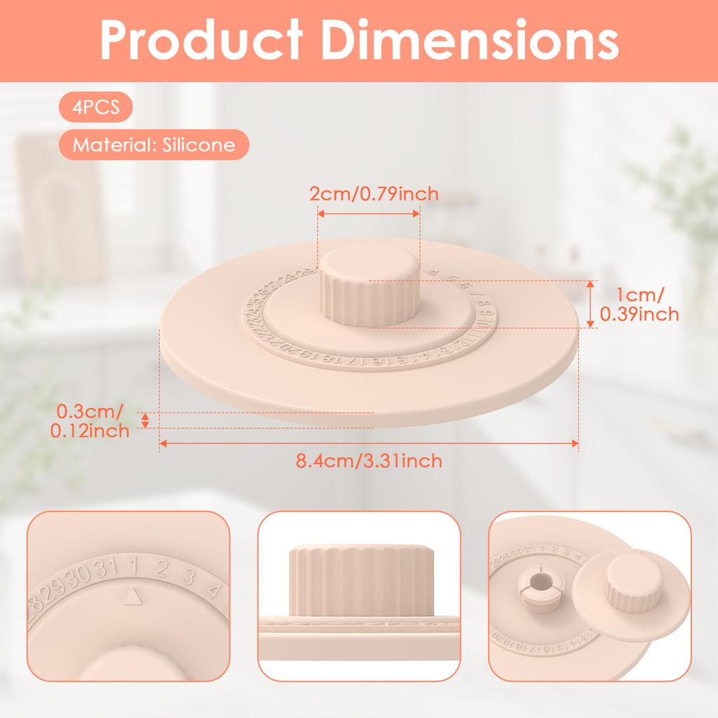 4Pcs Silicone Fermentation Lid Reusable Mason Jar Fermenter Cap with Date Tracker for Wide Mouth Mason Jars Kitchen Accessories