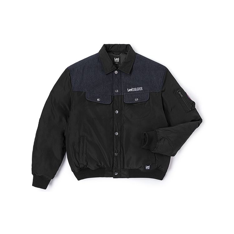 Lee Comfortable Denim Spliced Down Jacket Men outerwear Black LMT0071292RZ00FK11000