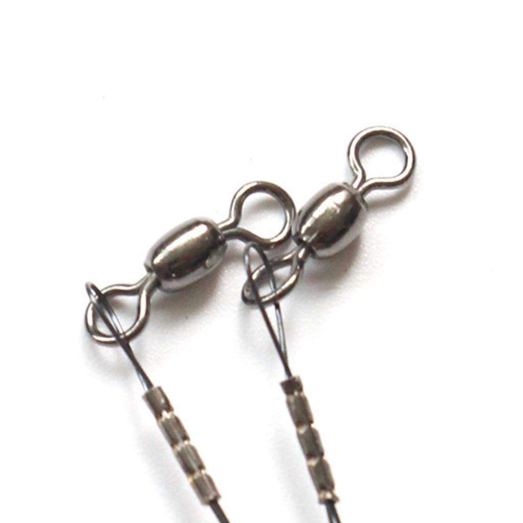 2Pcs Fishing Wire Leader Fishing Line Heavy Duty Leaders Wire Leader Line with Swivels & Snap Wire 30cm/35cm
