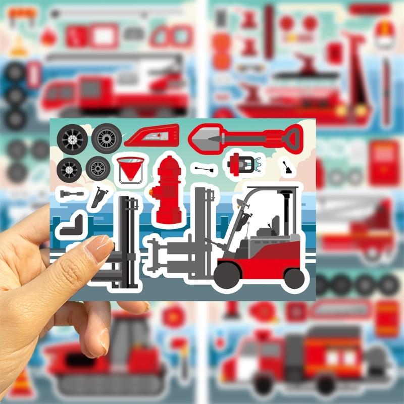 Cartoon Truck PET Sticker Engineering Vehicles Sticker for Water Bottle Pencil Case Notebook Kids Room Wall Decoration