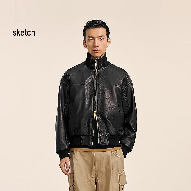 

CROQUIS Мужская свободная кожаная куртка со стойкой M