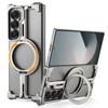 Oatsbasf for Samsung Galaxy Z Fold 6 5 Metal Phone Case with Magsafe Ring Stand Frameless Minimalist Magnetic Protective Cover