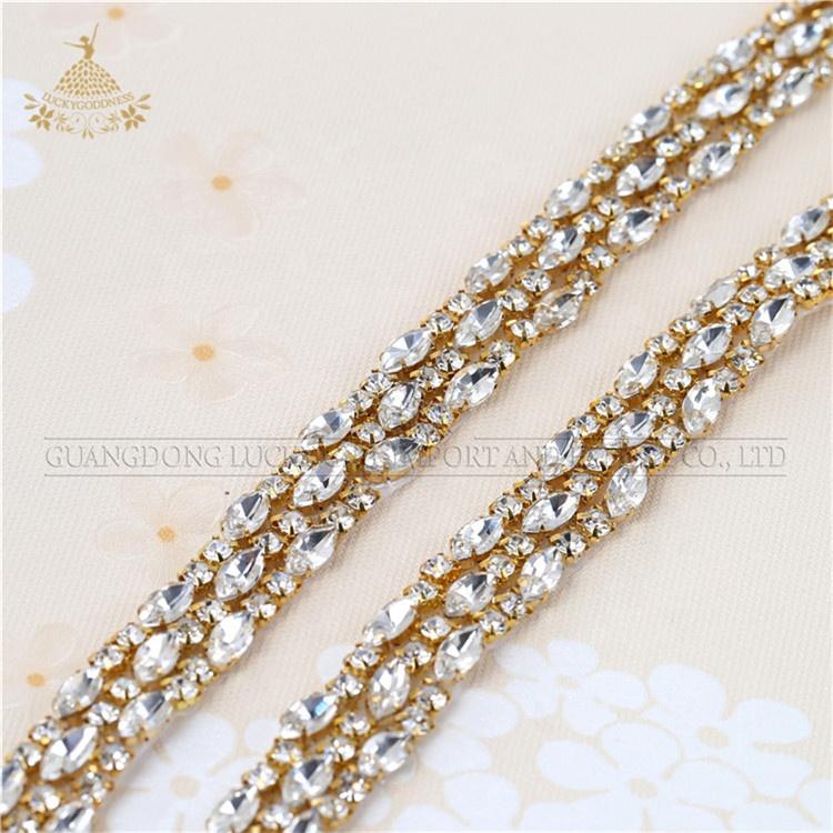 Newest Crystal Strass Rhinestone Trimming Waist Decorated Sash for Wedding Dresses Belts