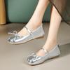 Bow inner height increase single shoes 5cm shallow mouth Mary Jane shoes women's ballet shoes