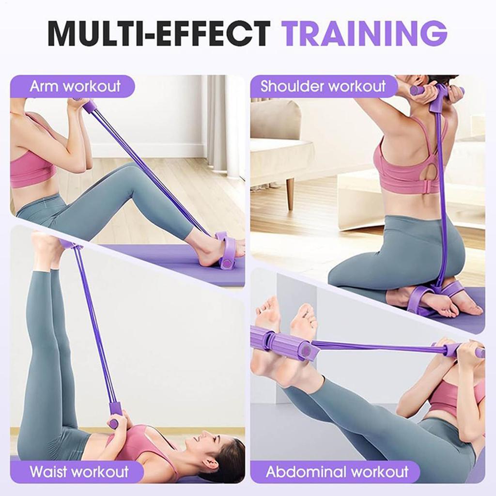 Fitness Resistance Bands 4 Tube Pedal Puller Exercise Resistance Band Handles Attached Rope Household Sit up Workout Equipment