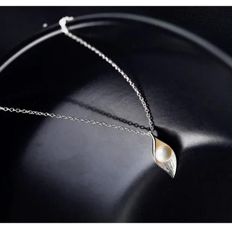 Colliers Pendentifs Feuilles en Argent Sterling 925 pour Femmes Mode Dame Cadeau Festival Bijoux Argent