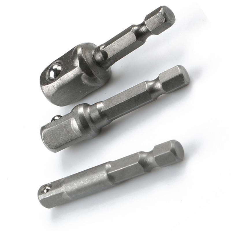 3 Pcs 1/4 3/8 1/2 Bit Drive Socket Adapter 360° Rotatable for Cordless Drill Ratchet Extension Socket Wrench Adapter Set