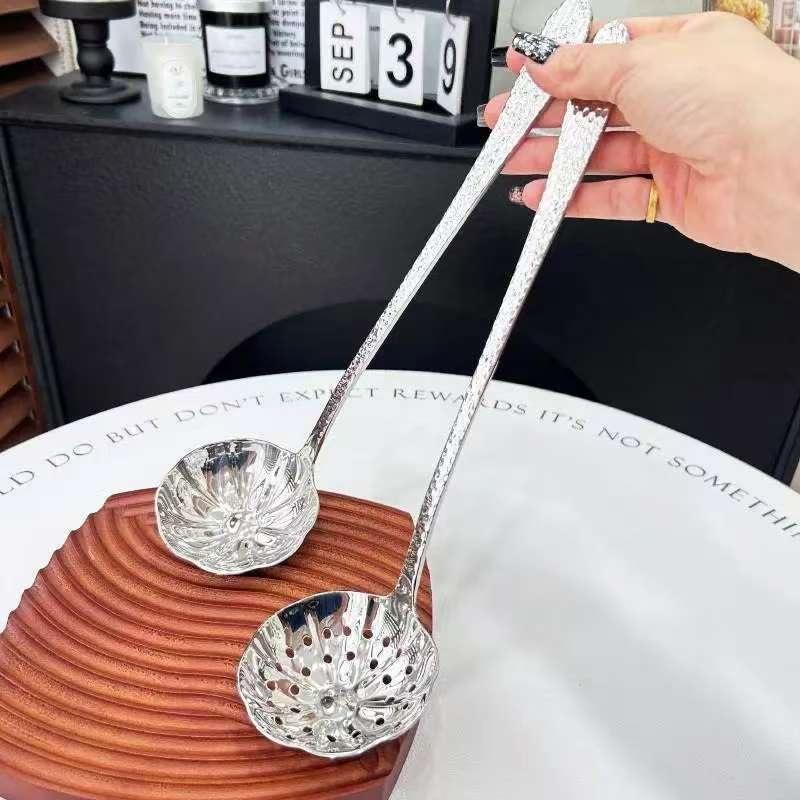 Stainless Steel Spoon Long Handle Soup Spoons For Pot Scoops Colander Home Kitchen Tableware Cooking Essential Tools