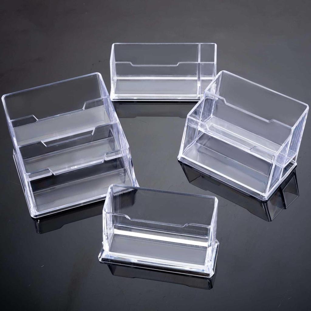 Acrylic Transparent Business Card Holder: Desktop Single & Multi-Compartment Stand