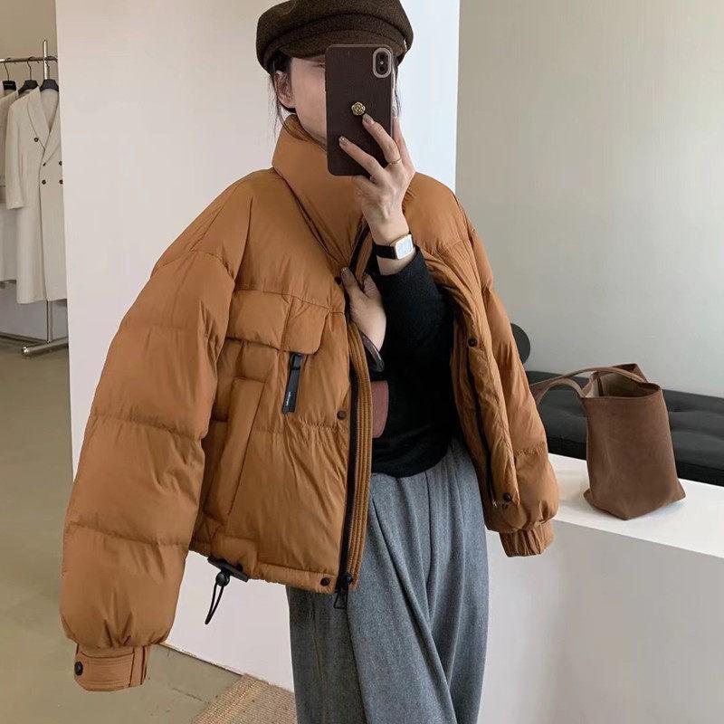 Women's 2025 Korean Style Stand Collar Thick Puffer Jacket - Petite & Stylish