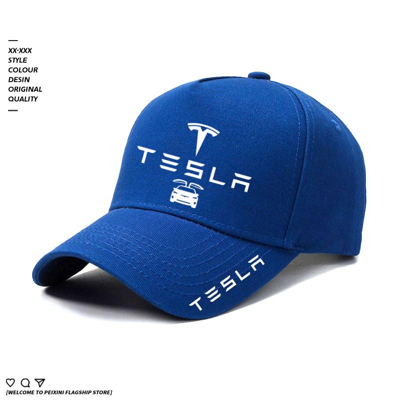 Tesla Vier seizoenen casual voor  Baseballpetten Borduurwerk Mannen Vrouwen Racing Snapback Zonnehoed Buiten Sport Hardlopen Verstelbaar Cadeau blauw