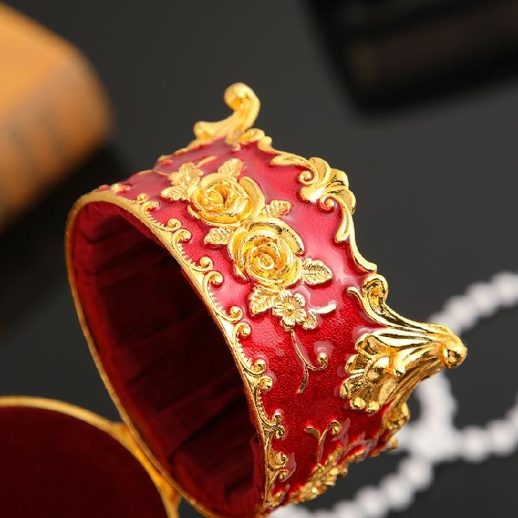 Elegant Enamel Jewelry Storage Decorative Vintage Metal Accessories Box Desktop Organiser For Rings Bracelets Chain