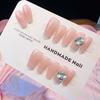 Handmade S11-04 Wearable Nails: Pure Desire Ins Style with 3D Zirconia Stones