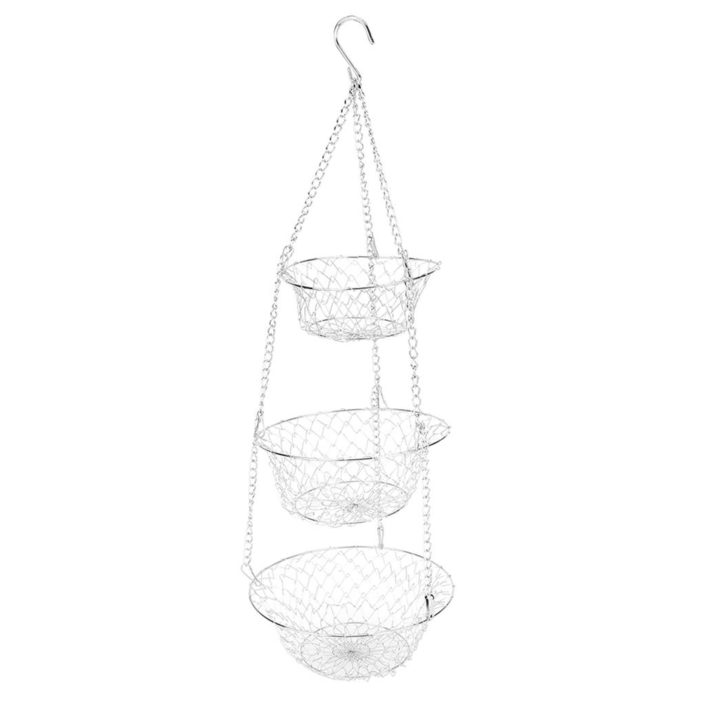 3‑Tier Flower Basket Iron Wire Hanging Vegetable Storage Fruit Organizer Bask 3‑Tier Flower Basket Iron Wire Hanging Vegetable Storage Fruit Organizer Bask