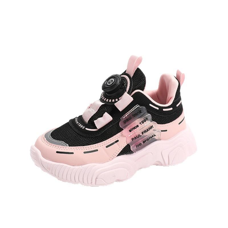 Fashionable Girls' shoes2026Spring and Autumn New Style Leather Dad Shoes for Older Girls, Children's Rotating Buckle Sneakers
