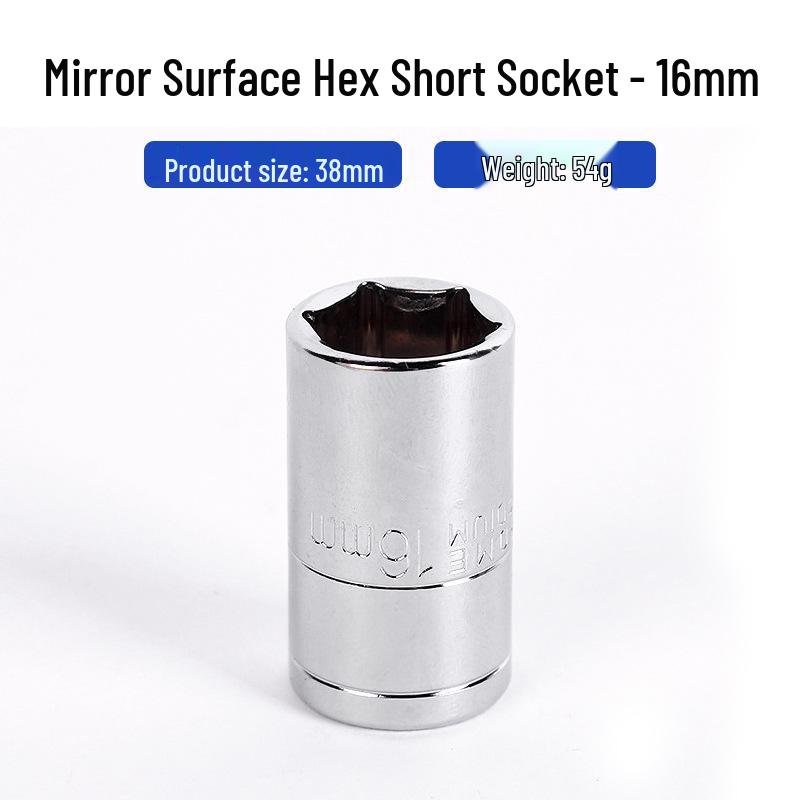 Electric Ratchet Wrench with Mirror Surface, Short Sleeve, and Inner Hex Socket, Chrome Vanadium Steel