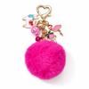 Heart Clasp Fluffy Ball Keychain Soft Plush Bag Charm Stylish Christmas Keychain  Party Favor