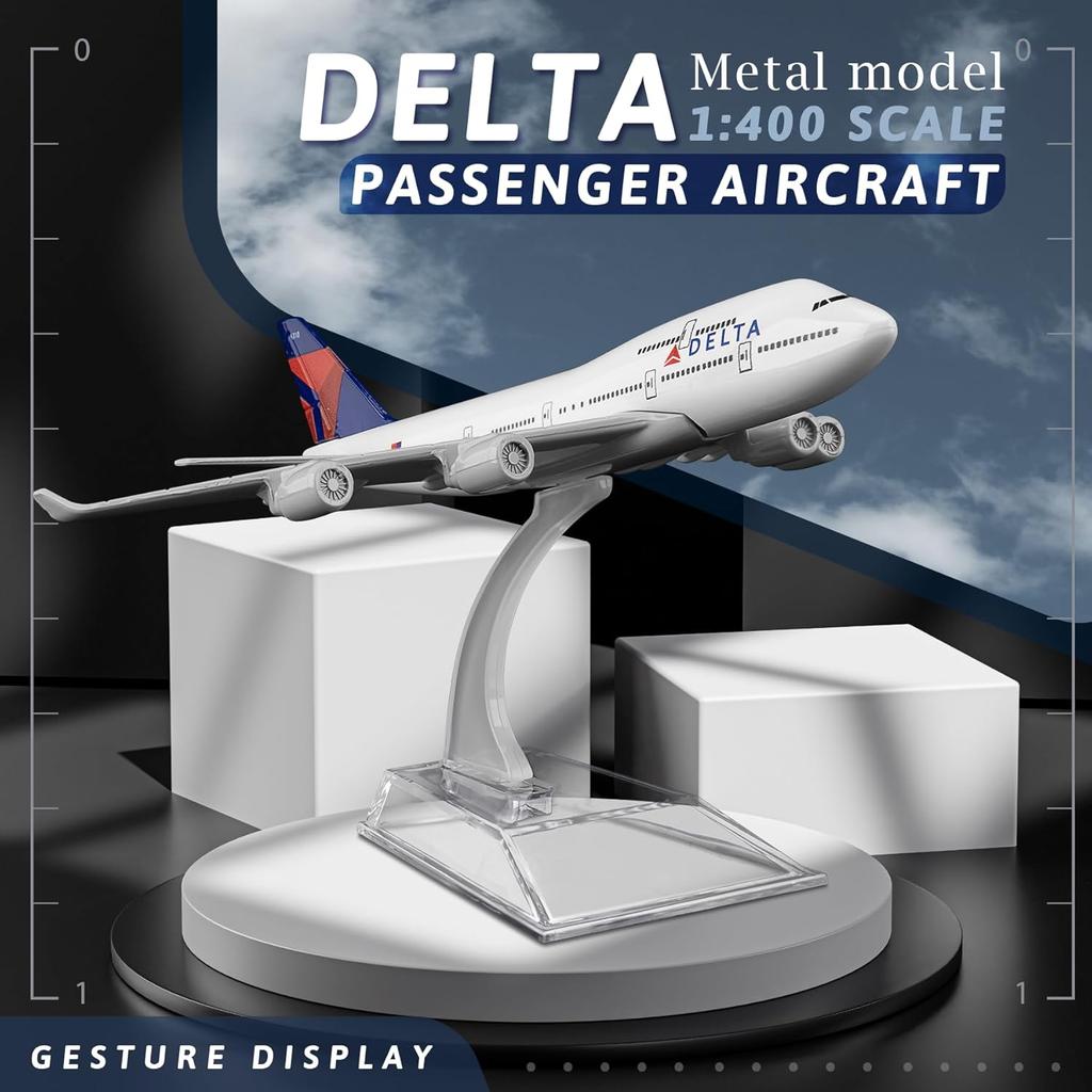16cm for B747 Delta Airplane Static Model Metal Miniature Scale Aircraft Reception Area Ornament Suitable for Gift Giving