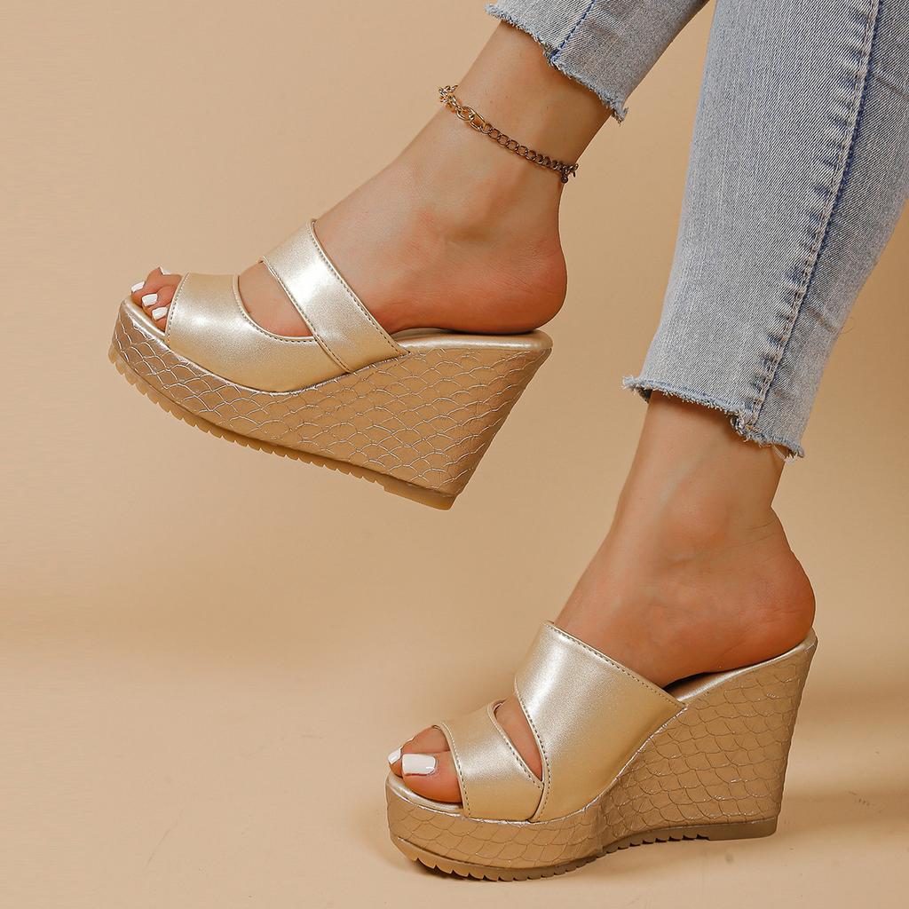 Plus Size Shoes for Women 35-42 Summer Fashion Platform Wedge Comfortable Peep Toe Non-slip Sandals Casual Women Slippers