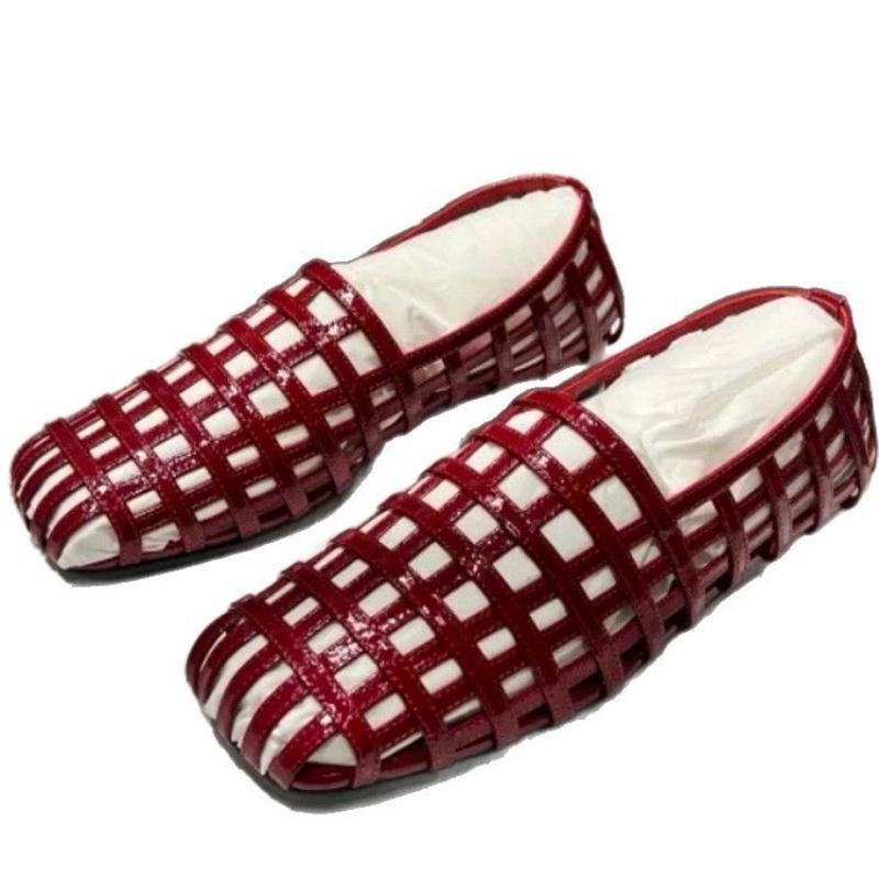 

Модный дизайнер Сетчатые полые женские сандалии Мэри Джейн Модные с квадратным носком Женские балетки Новые для прогулок на улице Удобные женские балетки 36 красный