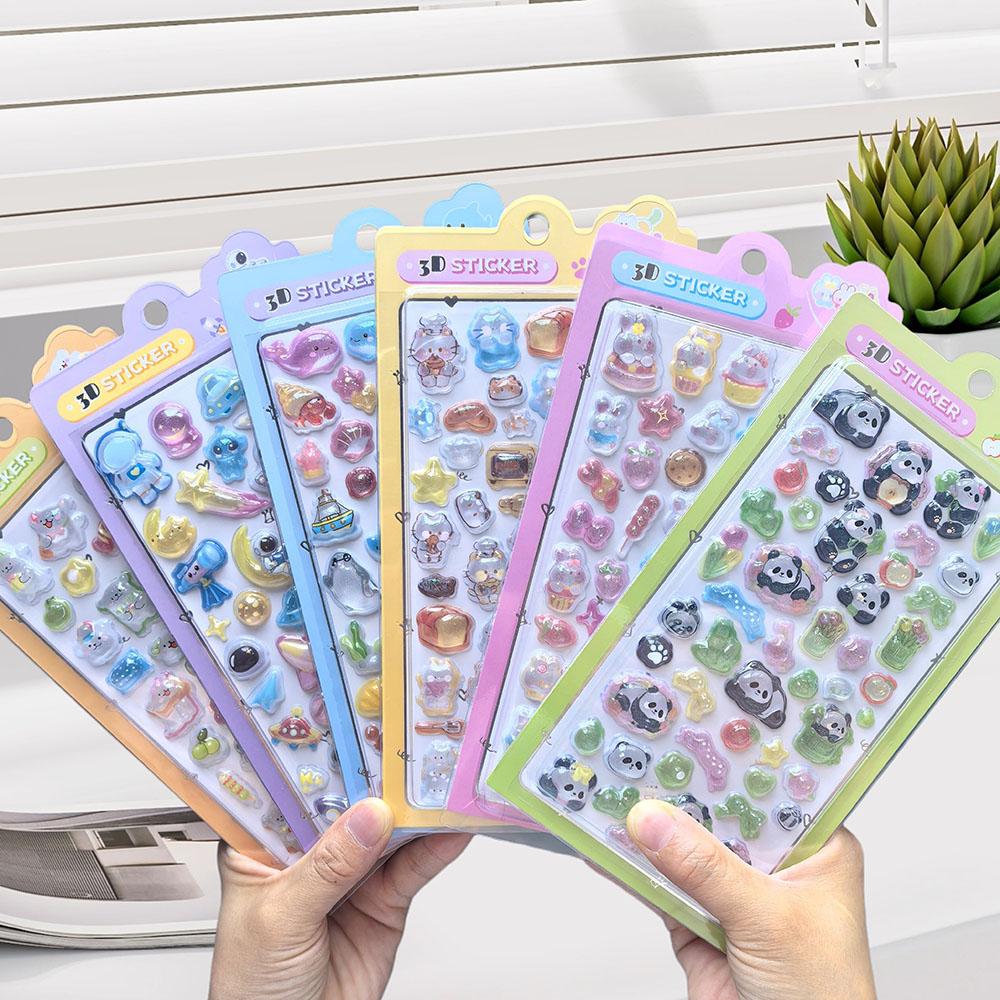 Kawaii Animals 3D Bubble Stickers Cute Cartoon Clip Stickers DIY Diary Stationery Stickers Decorative Aesthetic Art