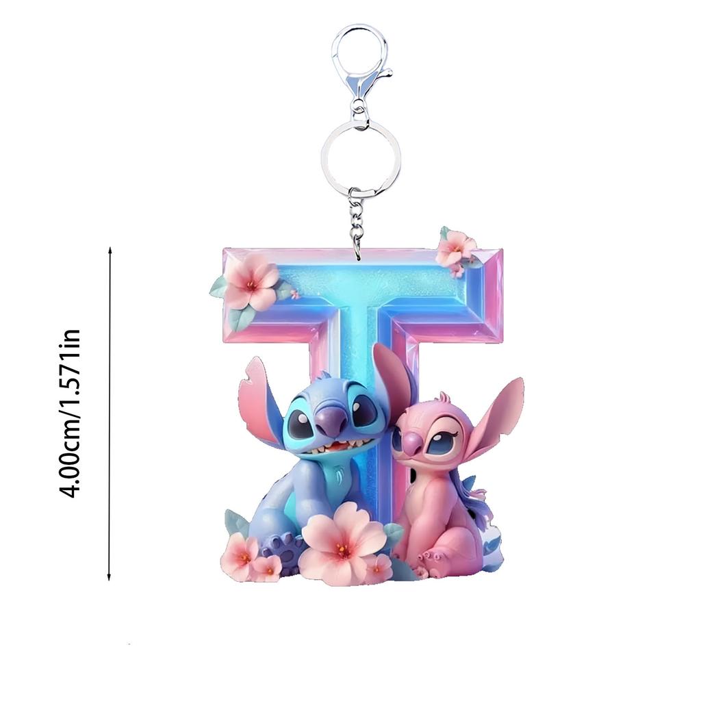 stitch acrylic cute keychain cartoon flat 2D stilt English letters ornament doll cartoon birthday gift halloween