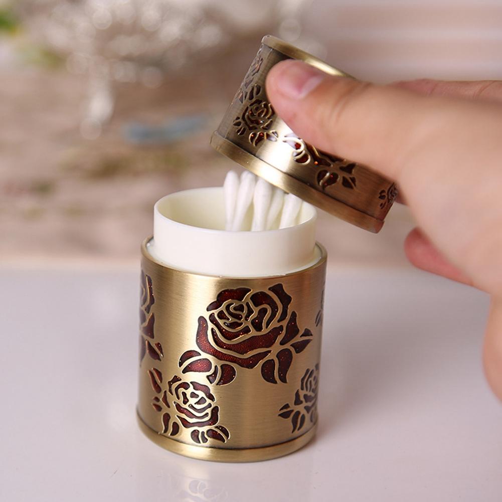 Krabička na párátka Držák na vatové tyčinky Dvojí použití Retro Lehký luxus Starožitná červená s růžovým vzorem