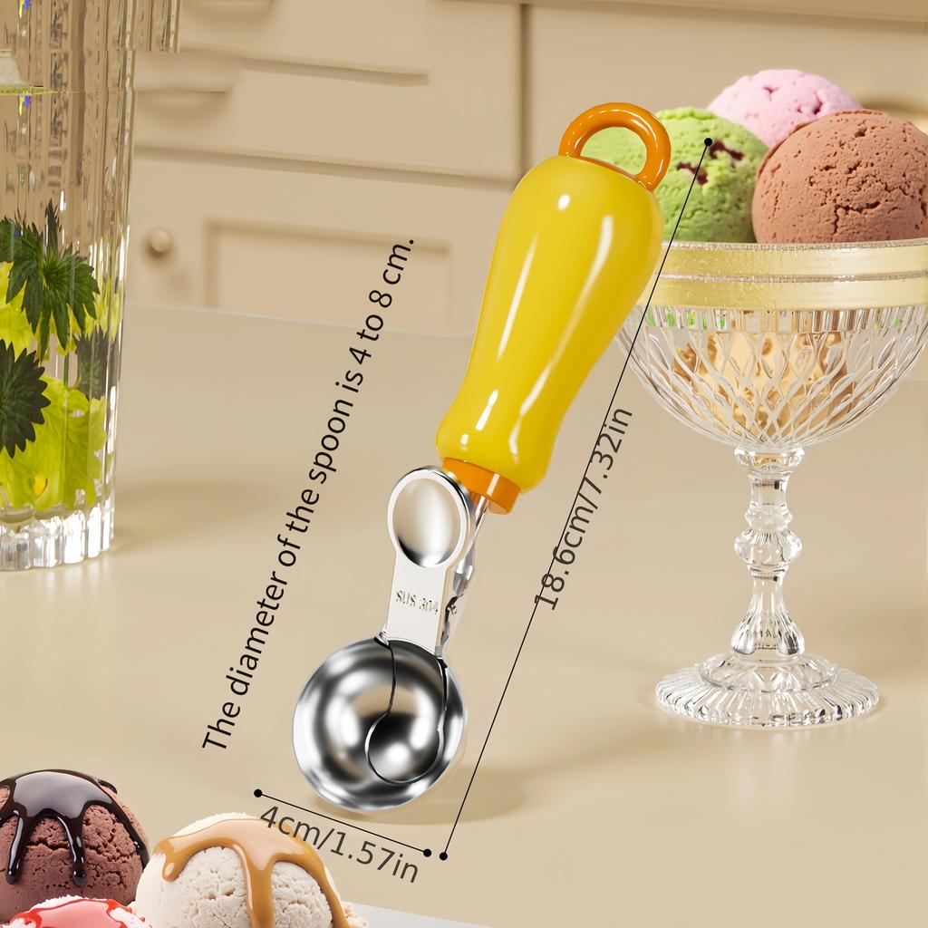 Ergonomic Ice Cream Scoop with Stainless Steel Spoon ,Green and White, Perfect for Scooping Soft Serve
