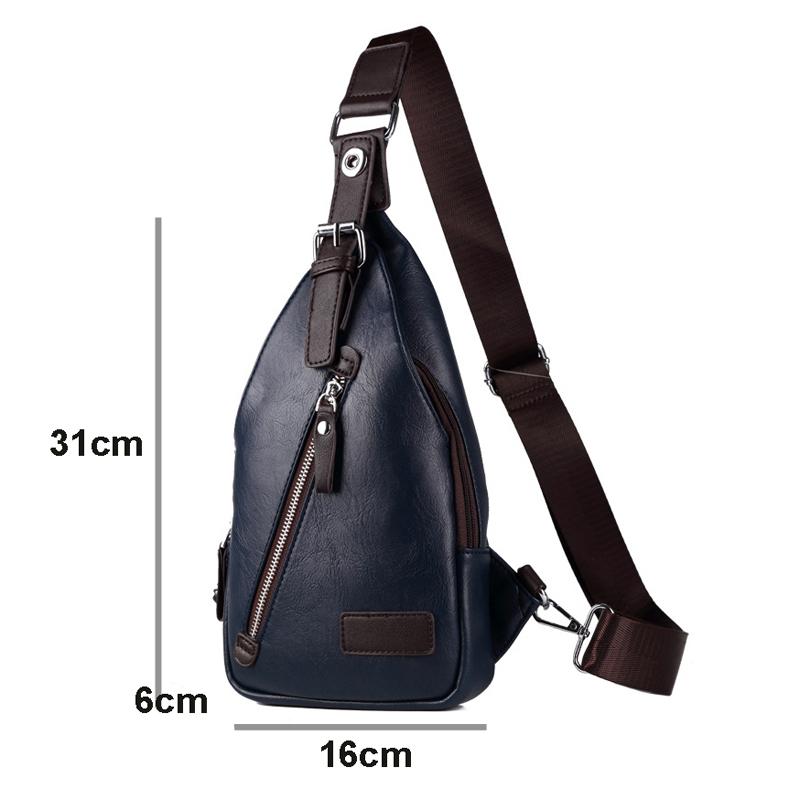 PU-Leder-Herren-Brusttasche, multifunktionale Einzelgurt-Anti-Diebstahl-Brusttasche mit verstellbarem Schultergurt, Messenger-Tasche