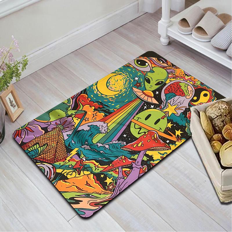 Whimsical UFO & space Rug Floor Mat for Living Room or Bedroom Soft and Comfortable Carpet a Gift for Birthday and Holiday.ZFF0913426