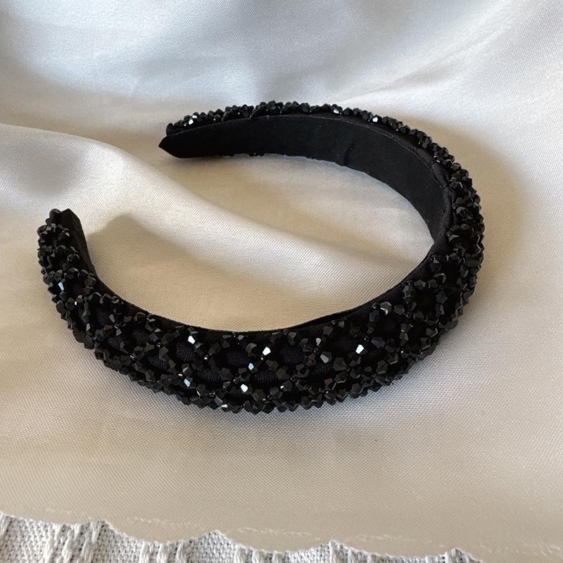 3cm Width Crystal Luxury Girl s Handmade Beaded Hairband Braided Rhinestone Bead Headband