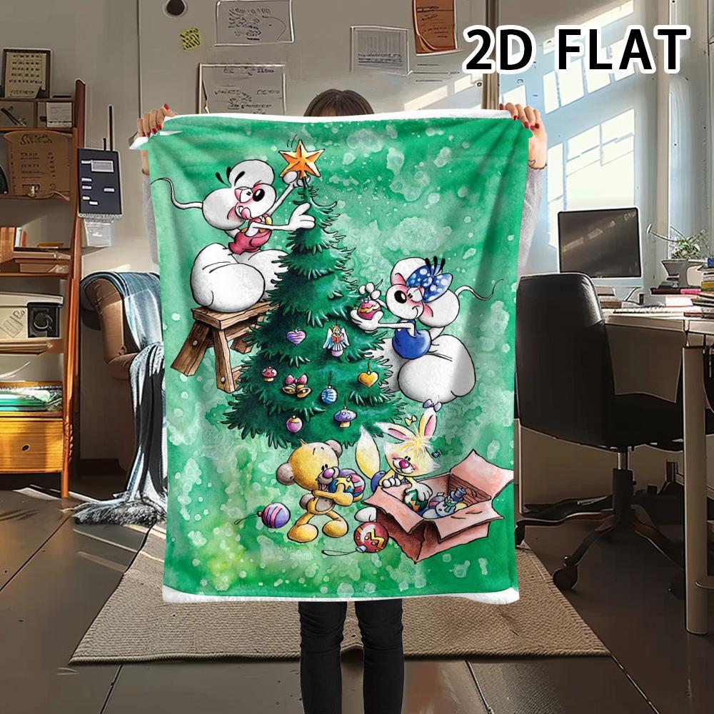 1Pc Diddl Print Flannel Blanket, High Quality Comfortable for All Seasons, Home Decor, Warmth and Comfort, Perfect for Christmas Gifts