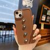 Suitable for For Apple 16PRO Simple Small Love Metal Photo Frame Mobile Phone Case for Iphone7P/XR Brown Protective Case