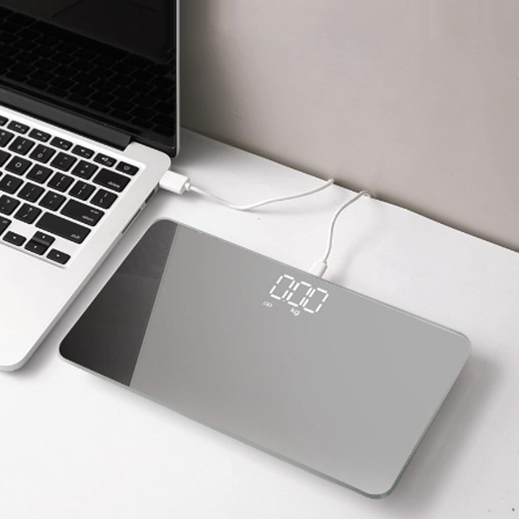 Digital Travel Mini Digital Weight Automatic Power Supports Up To High Body Scale for Health and Weight USB Compact and Tempered Glass Mirror-Shaped