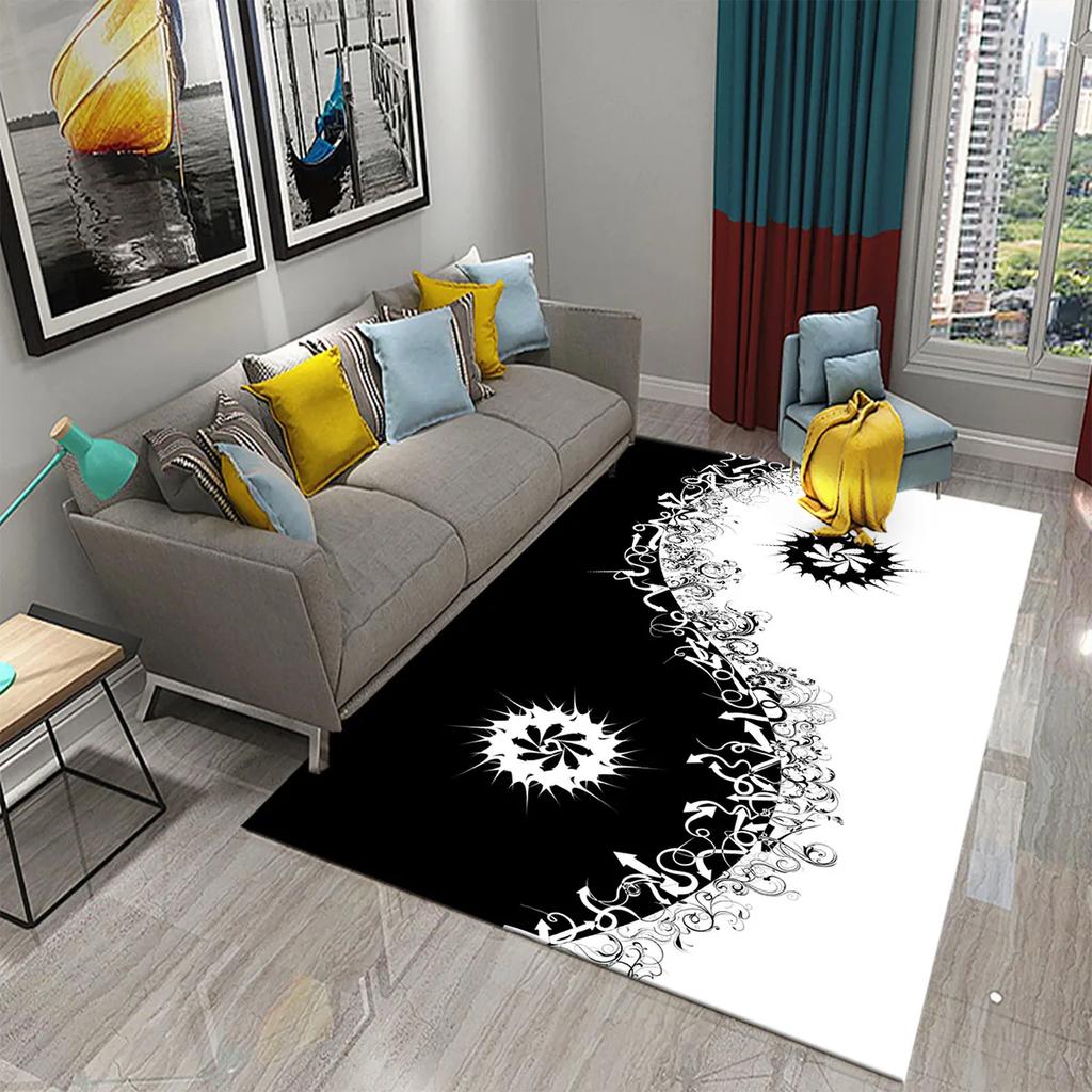 3D Yin Yang Carpet Black and White Rugs Bathroom Door Non-slip Mat Porch Living Room Kitchen Door Mat Bedroom Balcony Decor Mat